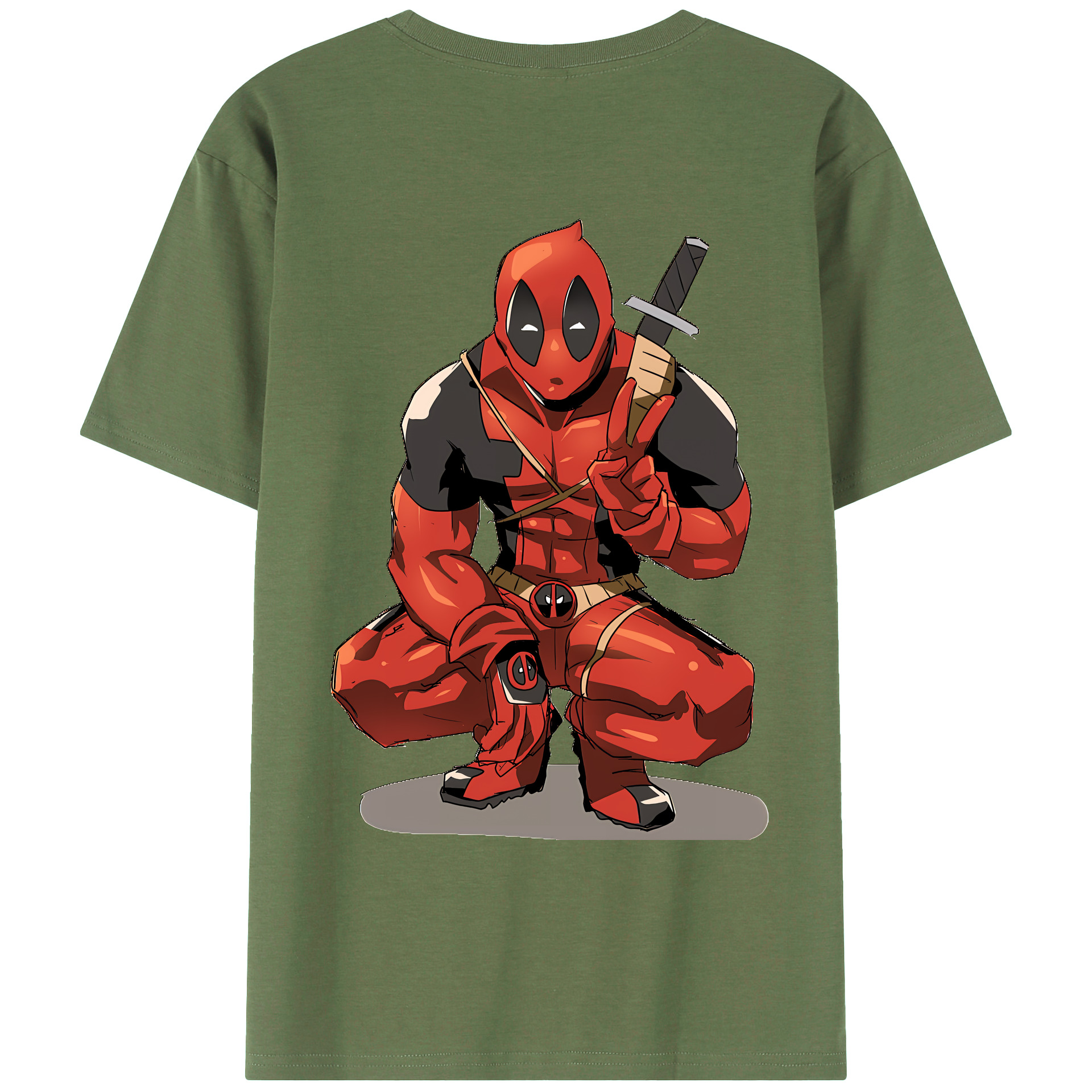 （画像用） Deadpool デッドプール 綿100％ メンズ半袖Tシャツ（バックプリント） 通気性